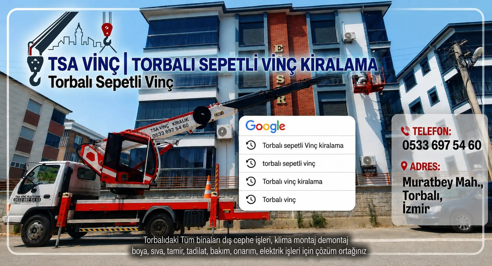Torbalı sepetli vinç